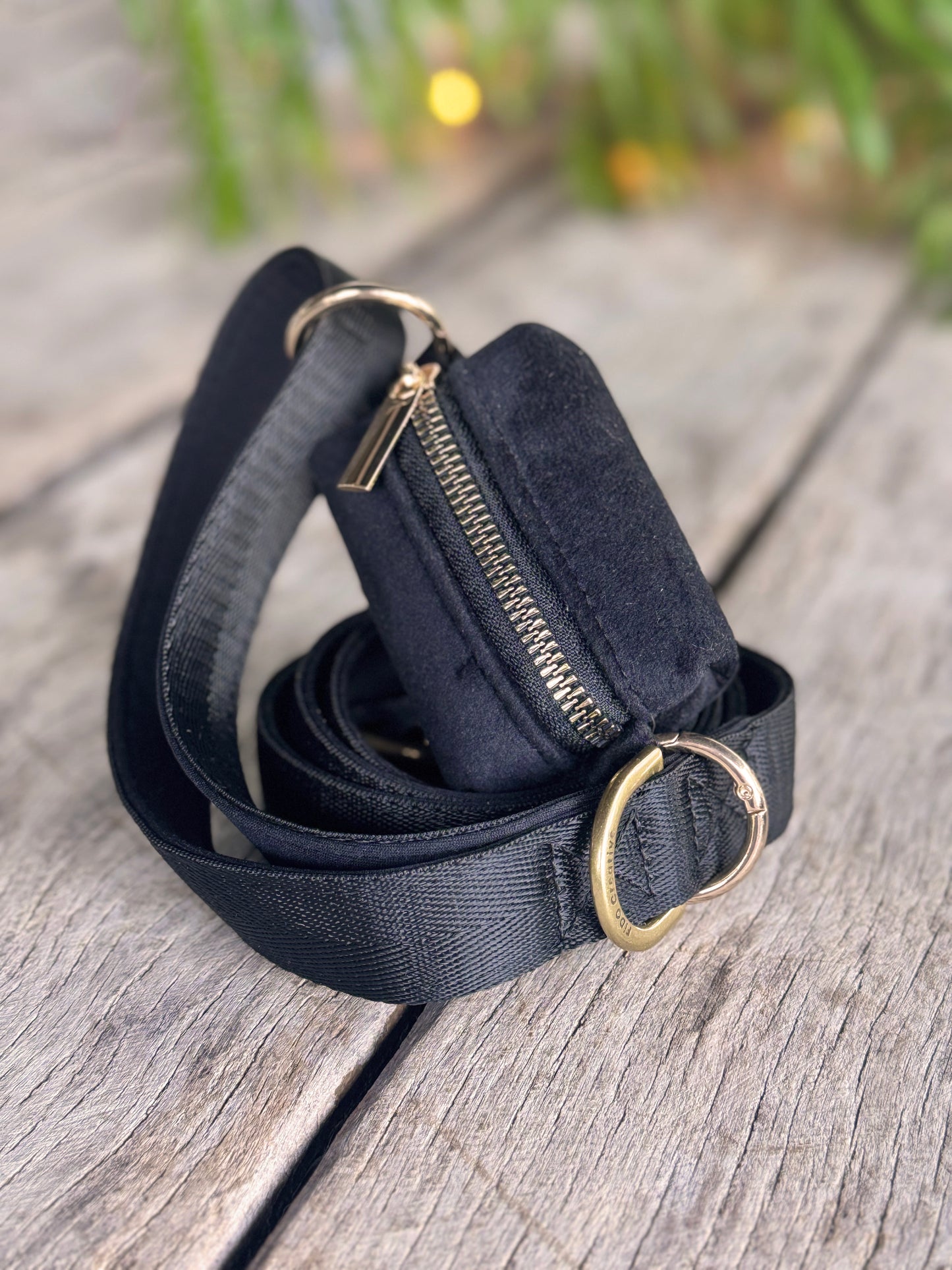 Black velvet dog poop bag holder