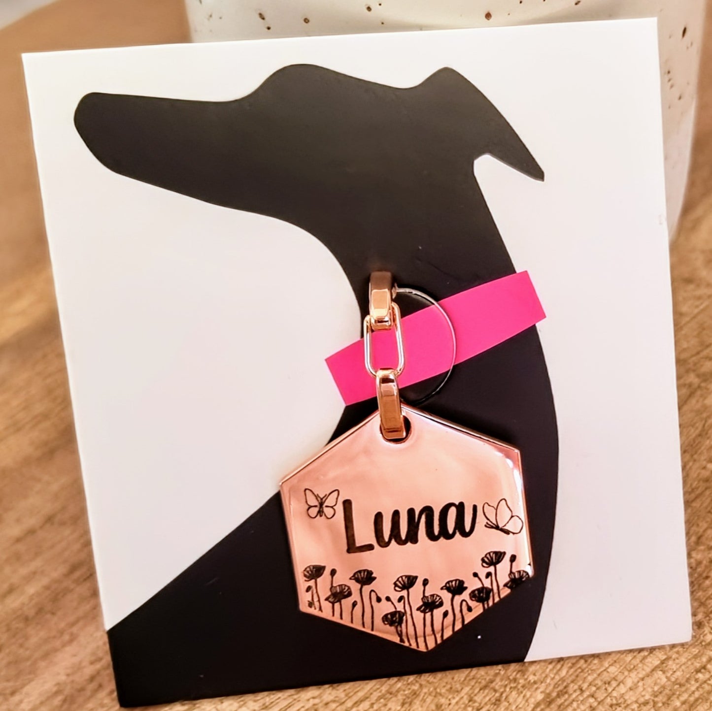 Poppy Flower Pet ID Tag - Hexagon