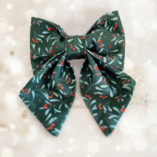 Holly Jolly Christmas Dog Bow Tie | Adjustable Velcro Straps