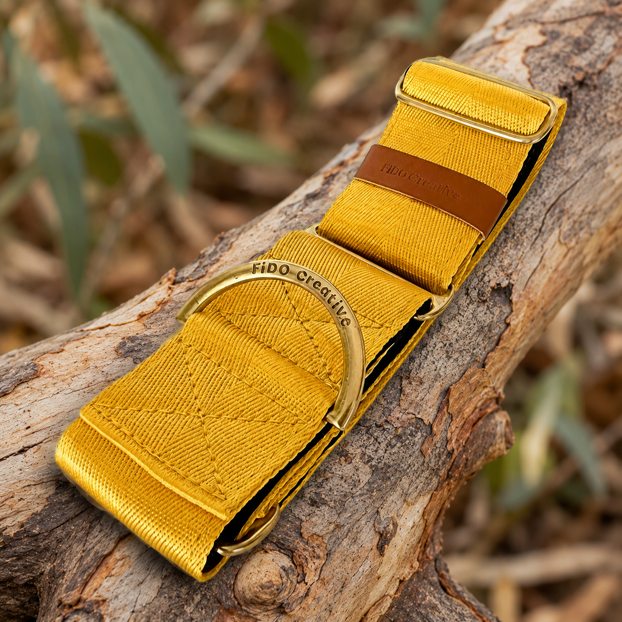 Yellow Martingale Dog Collar – Padded, personalised with Dog’s Name Optional