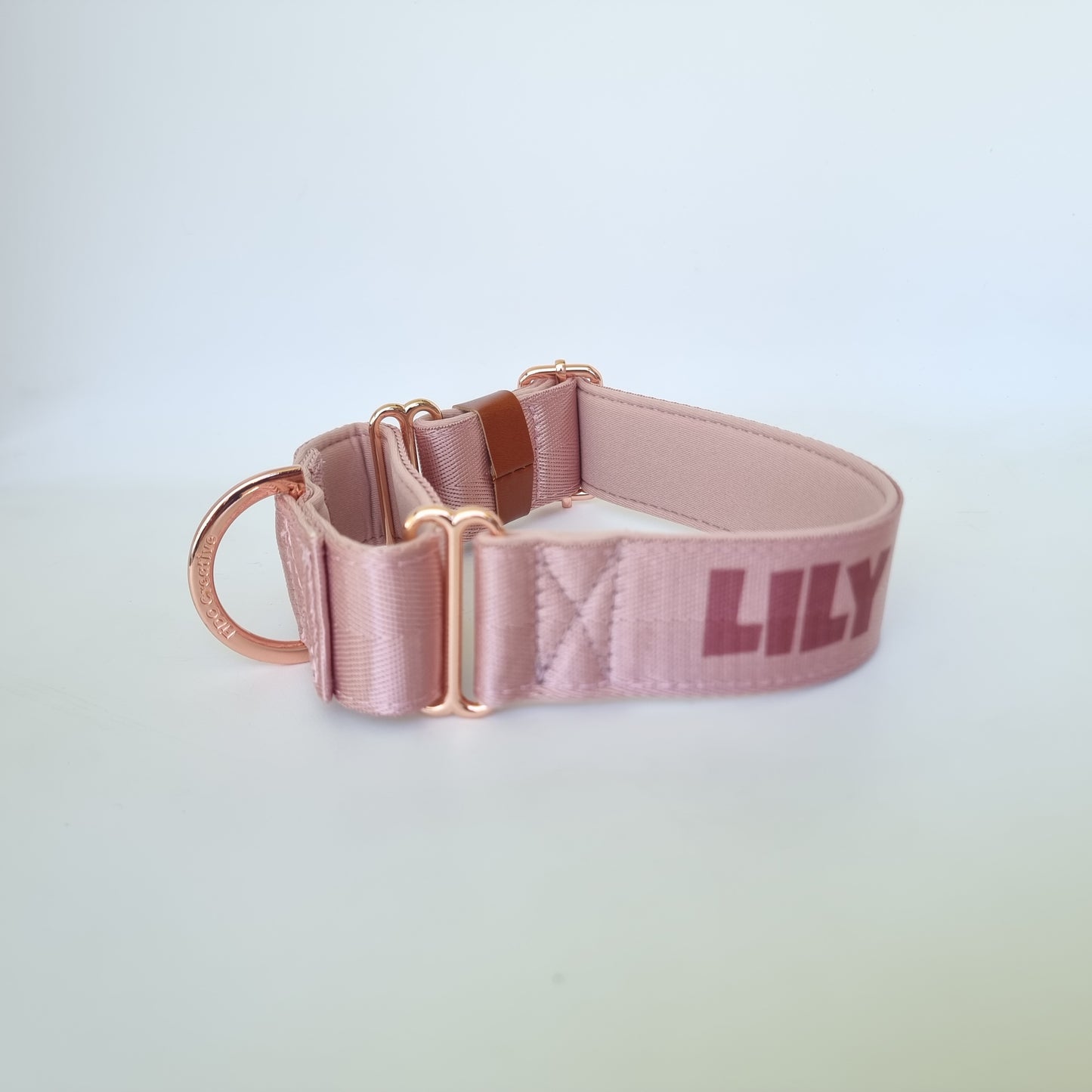 Dusty Rose Martingale Dog Collar – Padded, personalised with Dog’s Name Optional