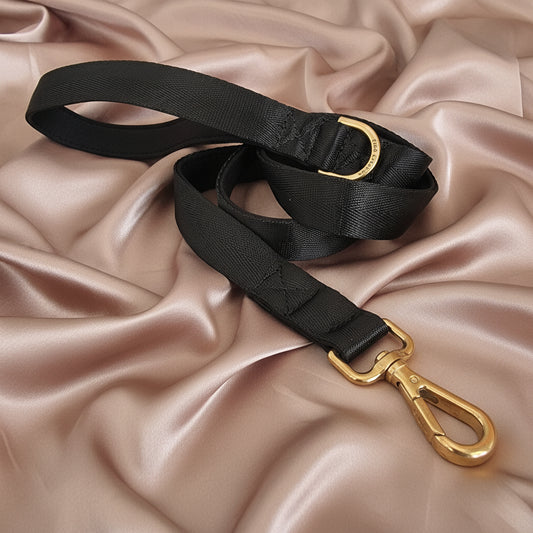 Black dog leash - neoprene padded