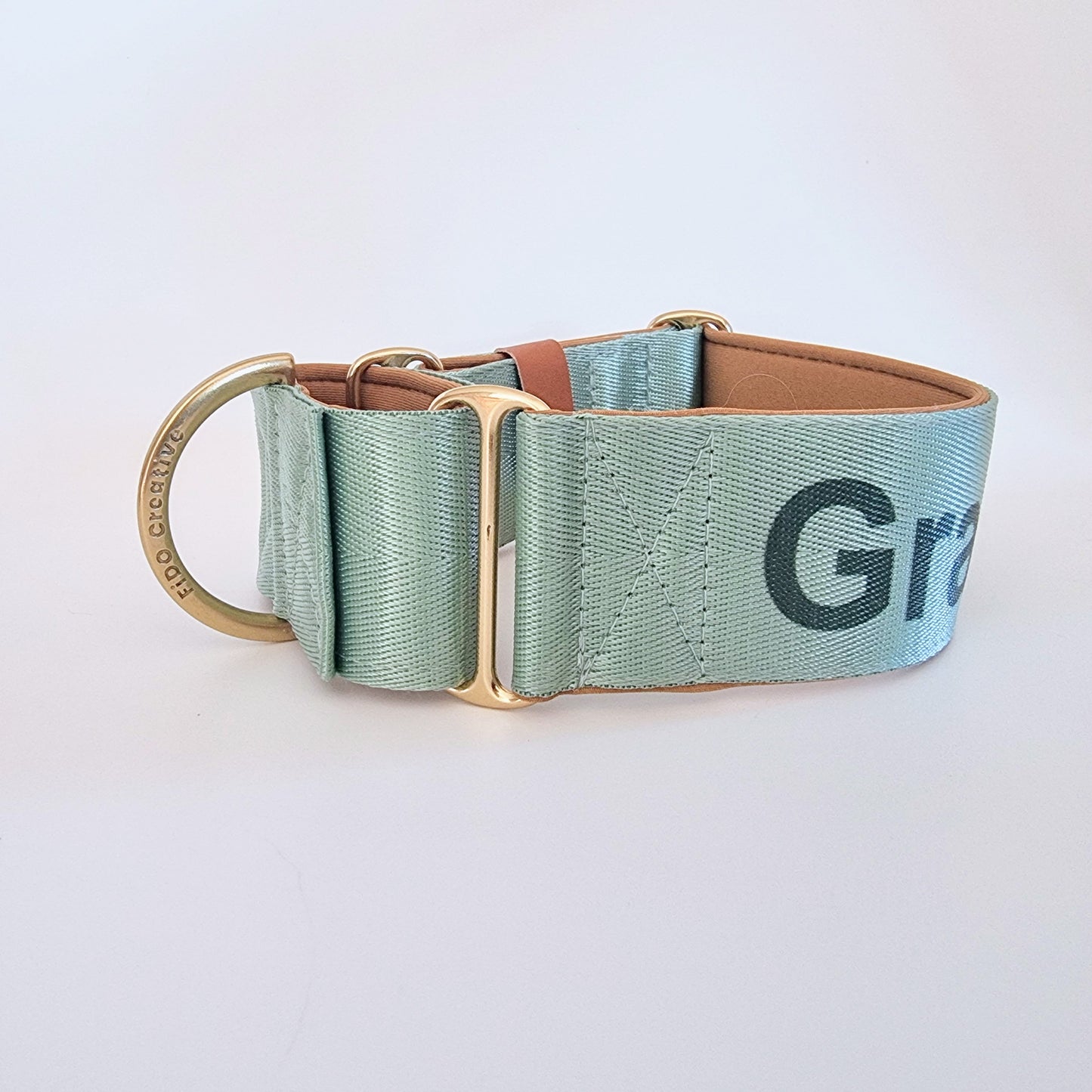 Sage Green Martingale Dog Collar – Padded, personalised with Dog’s Name Optional