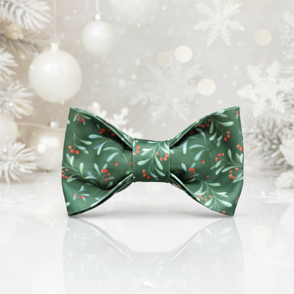 Holly Jolly Christmas Dog Bow Tie | Adjustable Velcro Straps