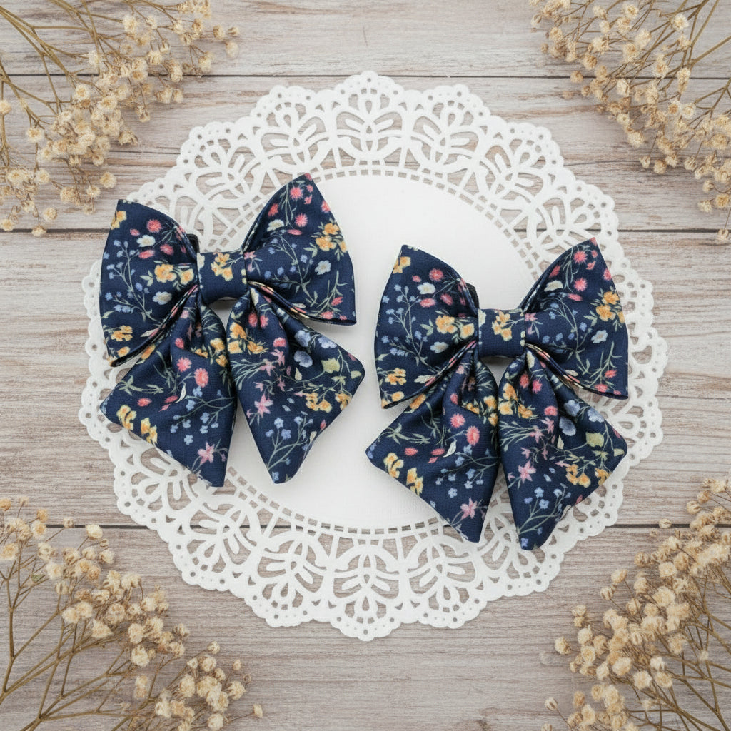 Dainty Floral Dog Bow Tie with luxury tails