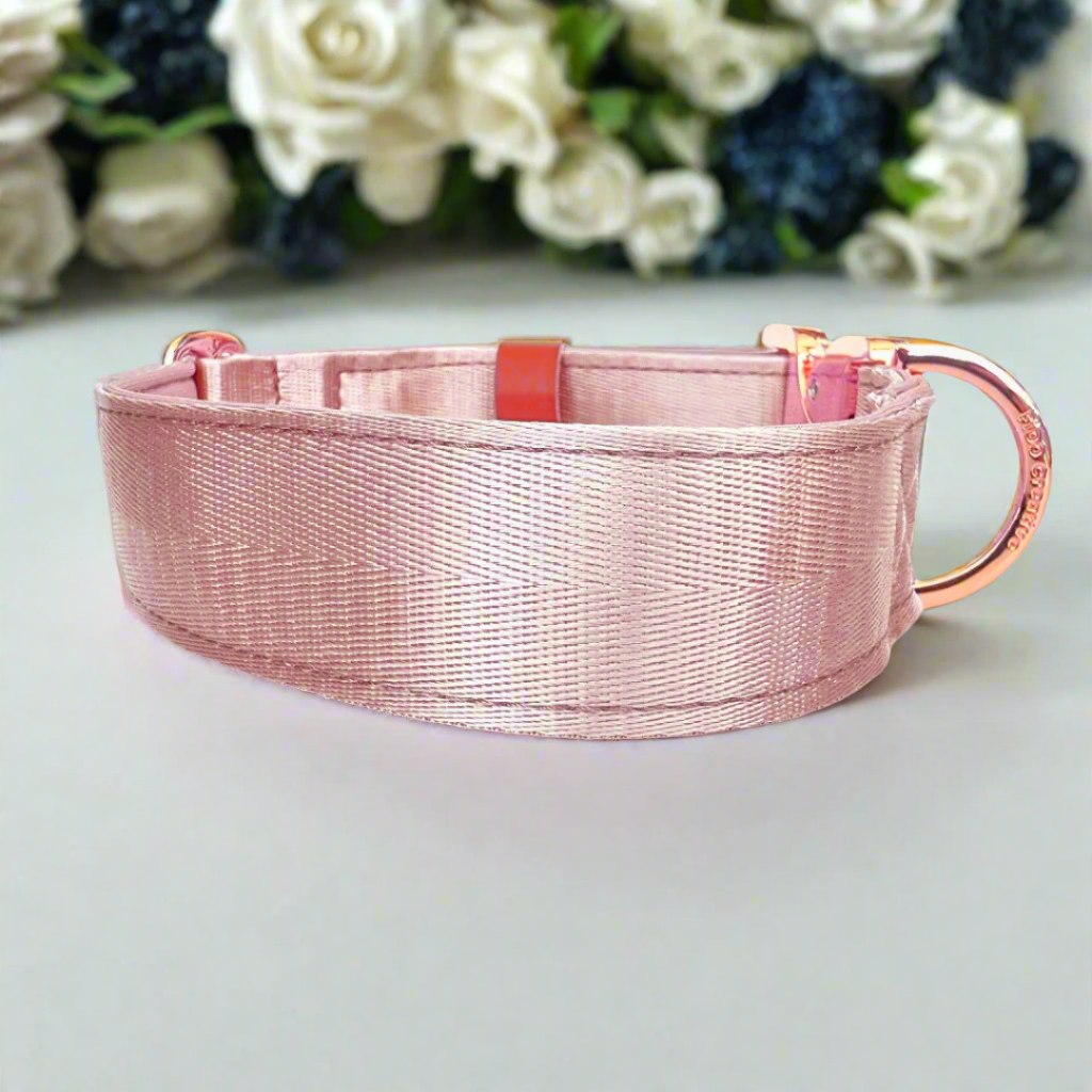 Dusty Pink Dog Collar with Neoprene Padding & Tactical Buckle – Optional personalised Name