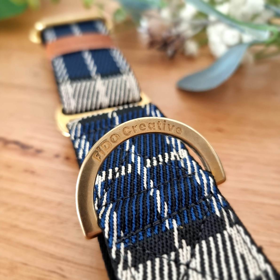 Blue plaid martingale collar