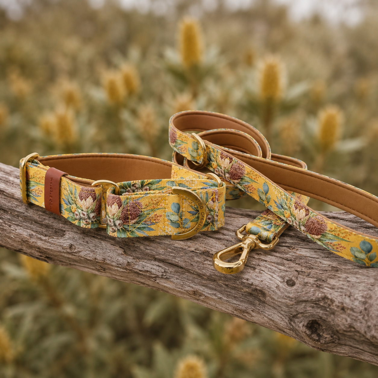 Mustard Dog Leash - Padded with Australian native Banksia